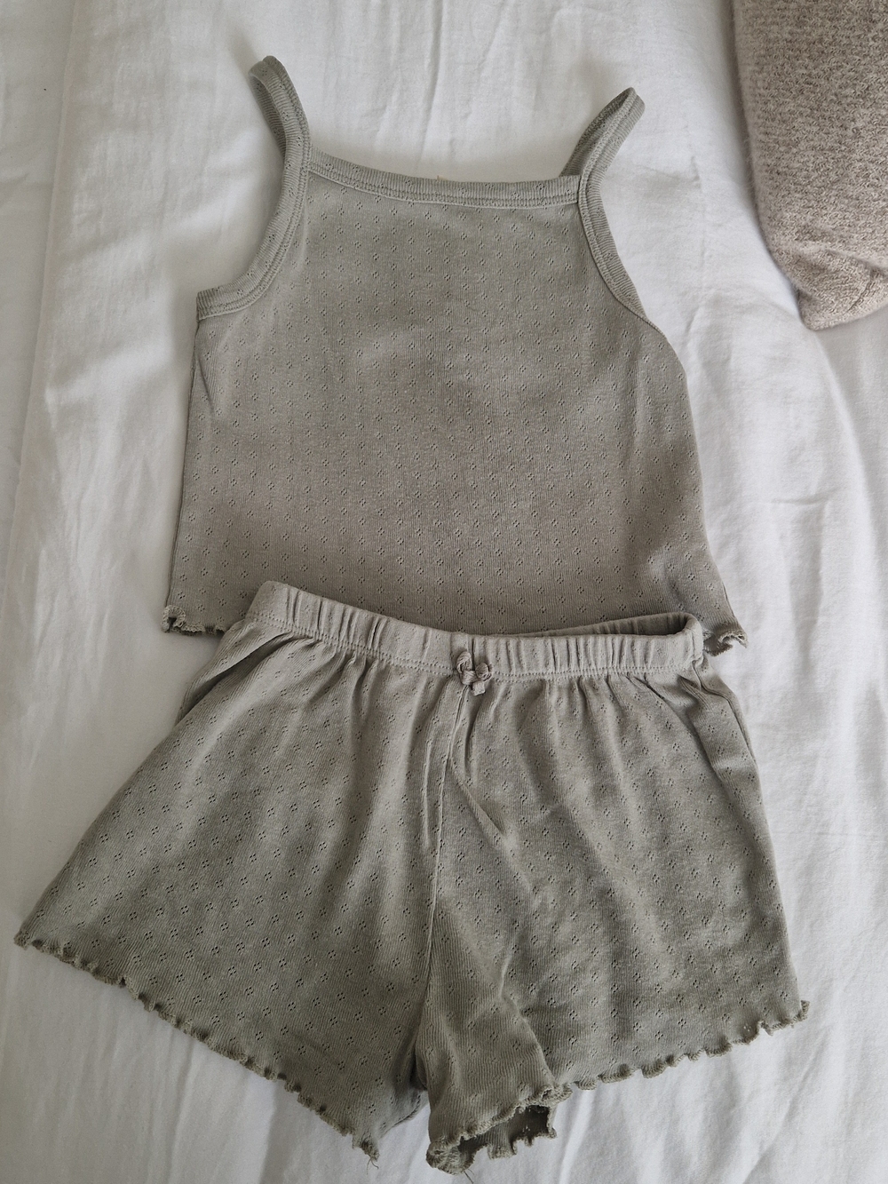 Quincy Mae Eyelet Knit Tank & Short Sleep Set in Sage